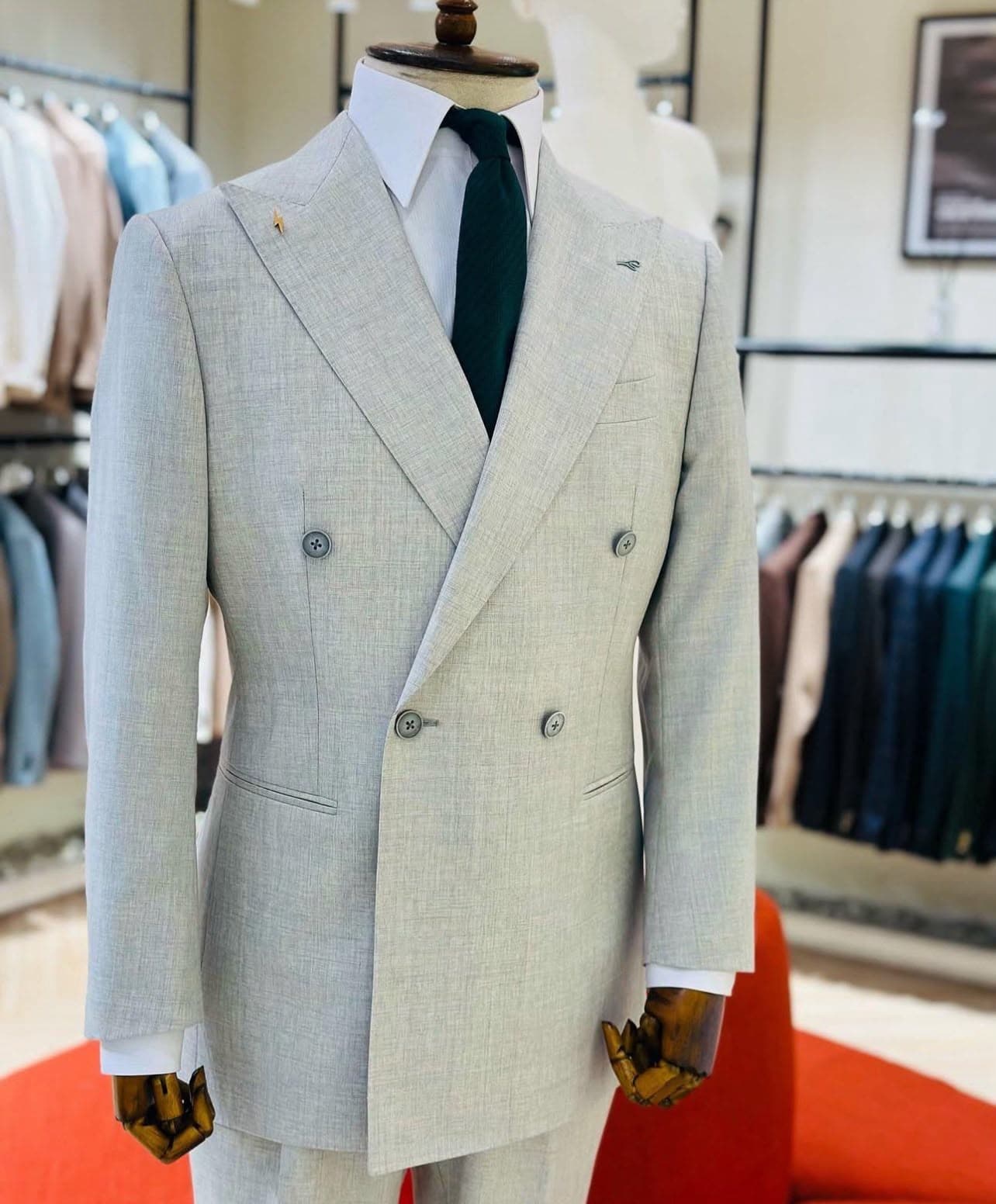 Light Grey Double-Breasted Suit