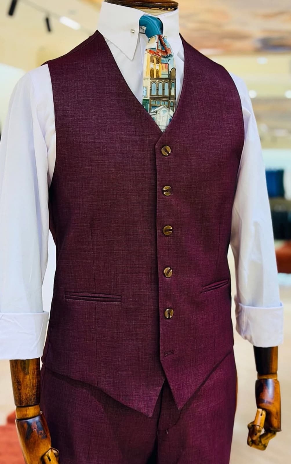 Wine Waistcoat Suit